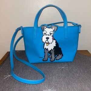 Marc Tetro NYC Schnauzer Dog Mini Tote Crossbody Bag Blue